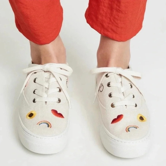Anthropologie Soludos x Baobap‎ Embroidered Porto Sneakers Size 10 Platform - Picture 3 of 9